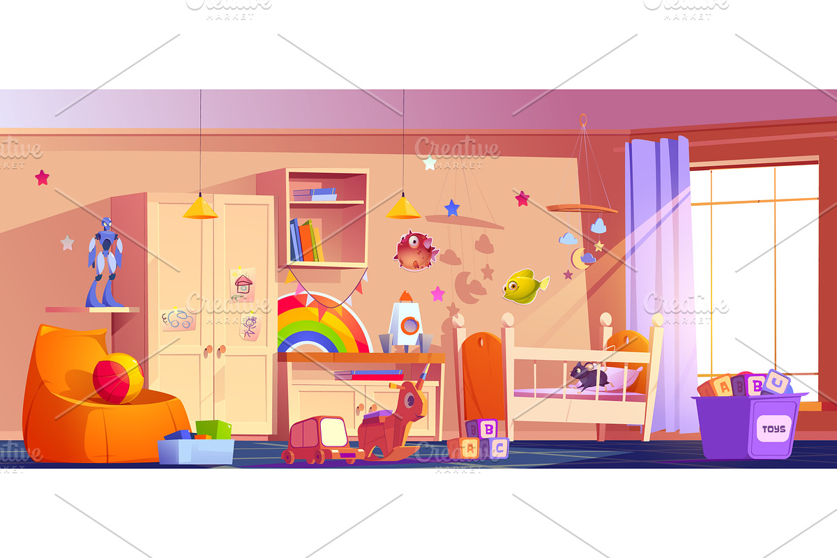 Small mouse in children bed in kid, an Object Illustration by art PVP - market