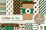 Coffee Digital Paper, a Pattern Graphic by JennyL Designs (Thumbnail 1 of 4)