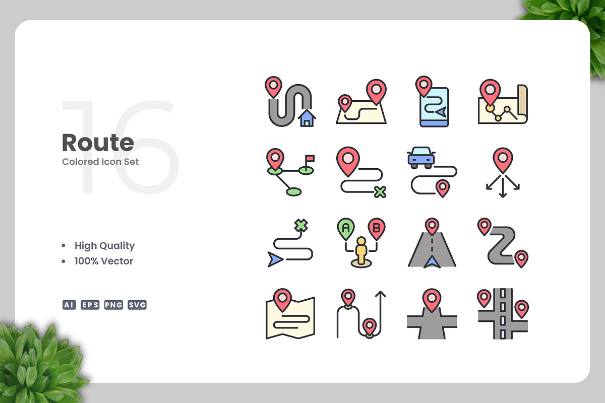 Route Colored Icons, an Icon by Upnowgraphic