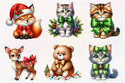 Cute Animals Christmas Clipart, an Illustration by Dream Creation (Thumbnail 2 of 7)