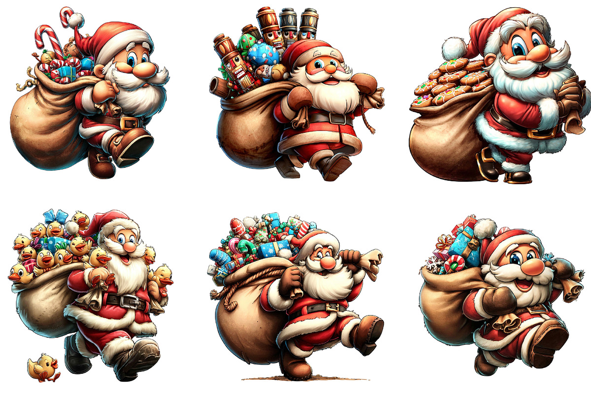 Funny Santa's Happy Haul Clipart, an Illustration by DreamArtGraphic (Photo 5 of 5)