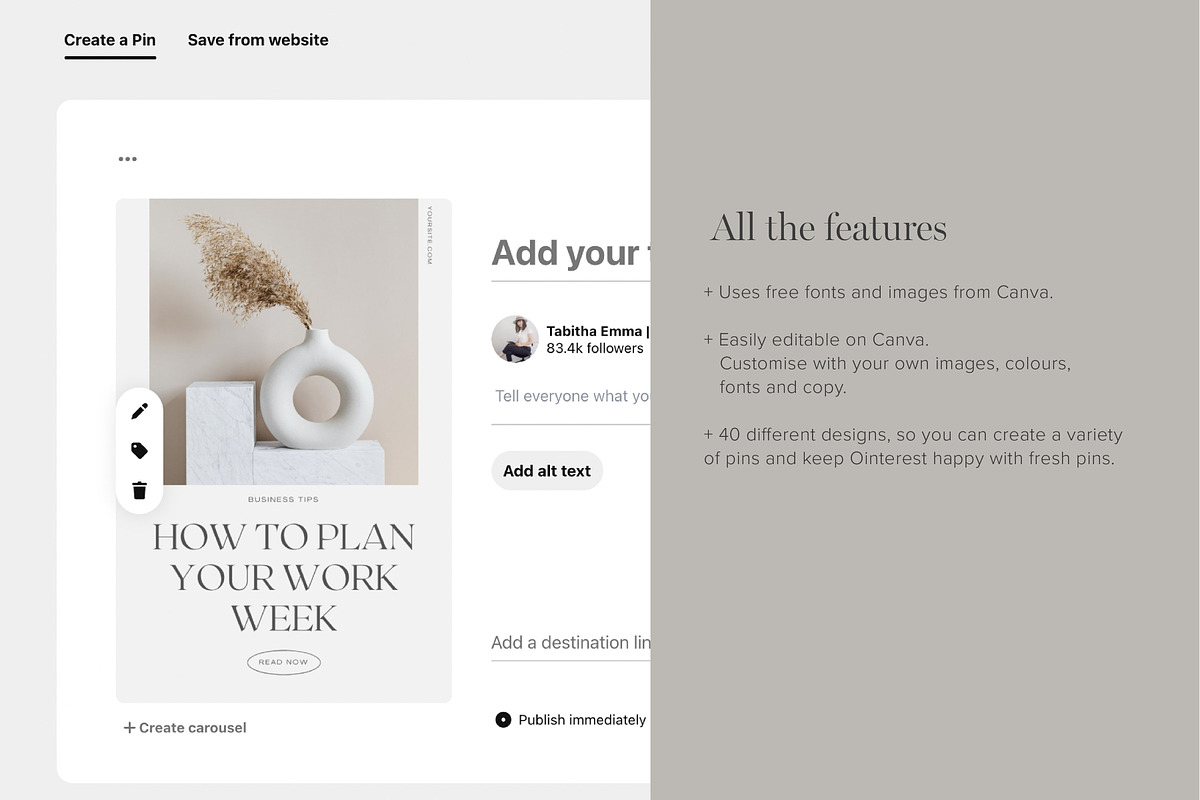 Pinterest Pin Templates for Canva, a Social Media Template by Tabitha Emma (Photo 6 of 10)