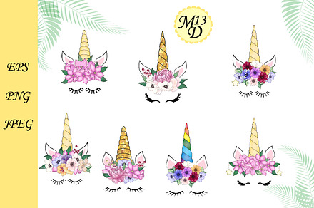 14 Unicorn face with gold horn