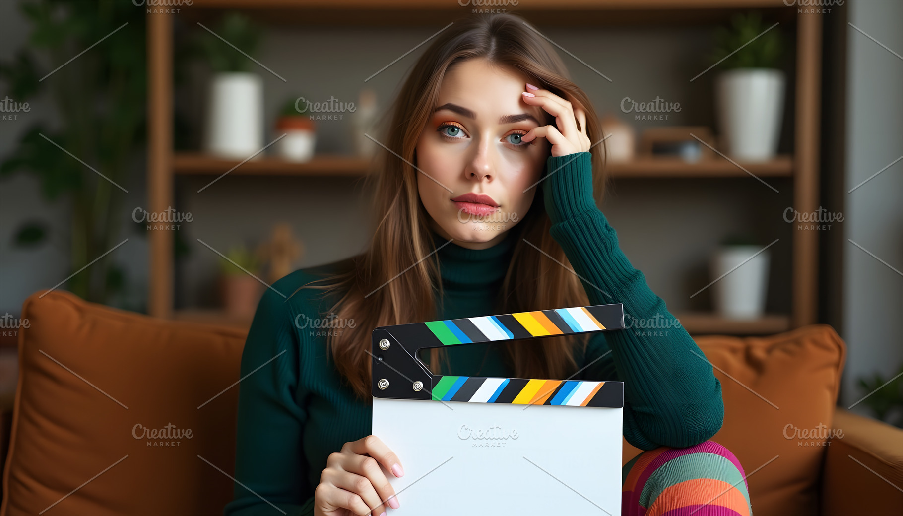 Woman Holding Movie Clapper Board in, a Beauty & Fashion Photo by Stock Shape