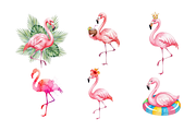 Watercolor Flamingos Clipart, an Animal Illustration by BerryPieArt (Thumbnail 4 of 4)