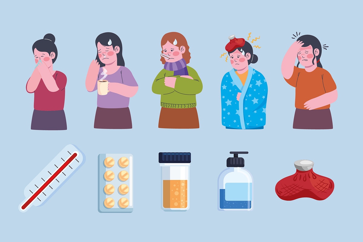 Sickness Illustration Set, a Person Illustration by studiogstock (Photo 1 of 3)
