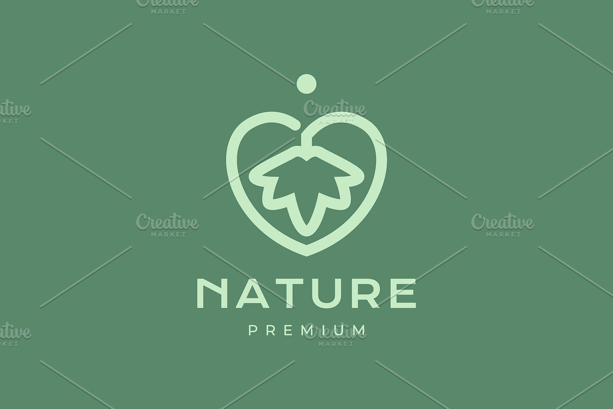 love heart leaves nature herbal logo, a Branding & Logo Template by devastd
