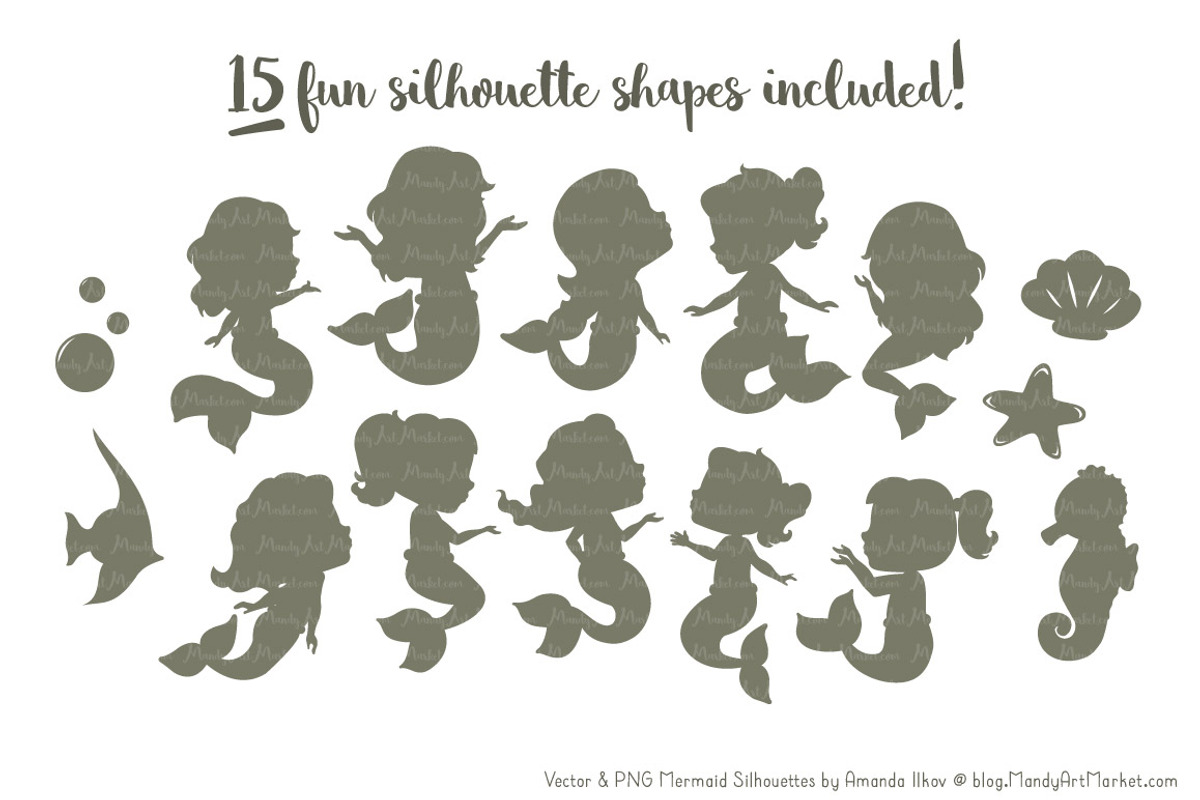 Mermaid Silhouettes in Antique Peach, an Illustration by Amanda Ilkov (Photo 2 of 3)