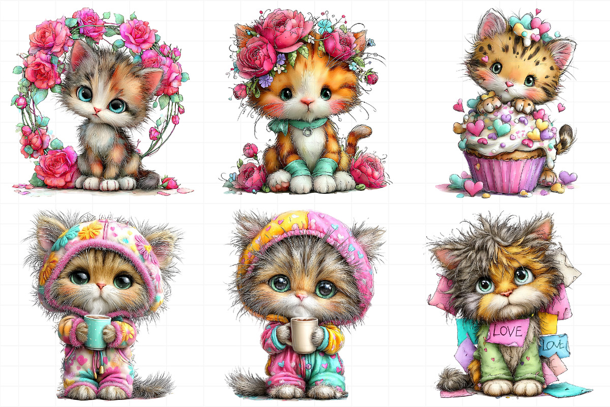 Valentine Cat Clipart Bundle, an Illustration by Daily.Designs (Photo 8 of 8)