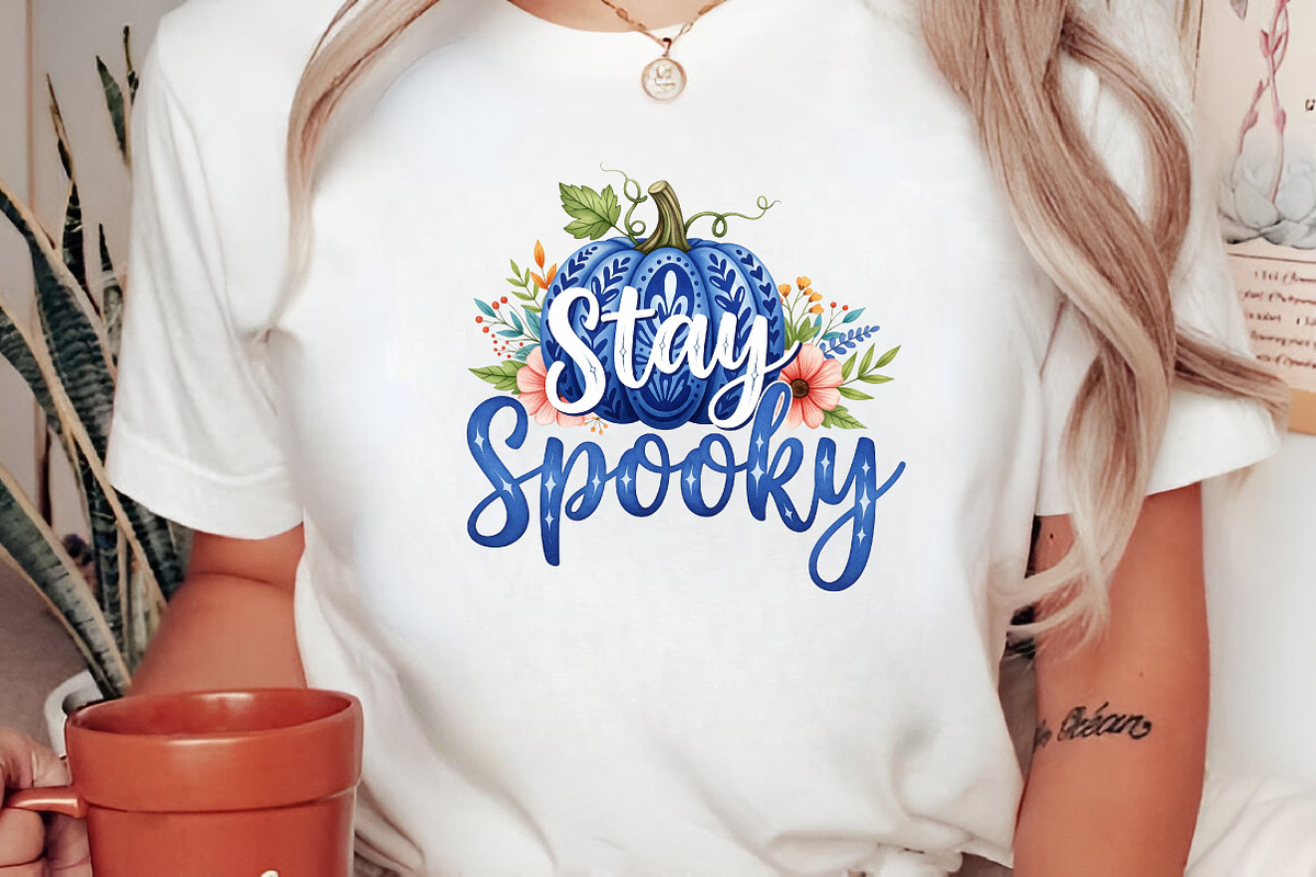 Blue Boho Halloween Sublimation PNG, an Illustration by Craft Nest (Photo 8 of 9)