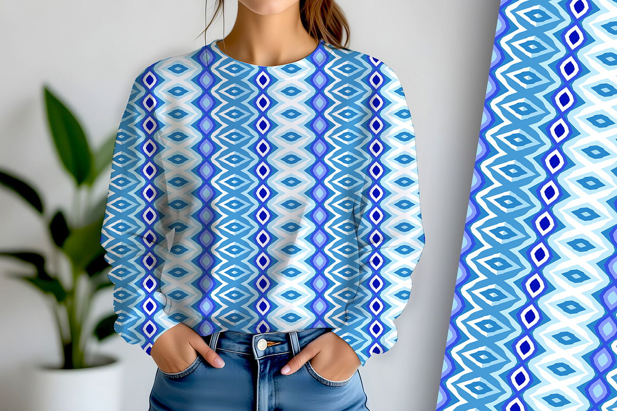 Blue Ethnic Geometric Seamless Repea, a Pattern Graphic by Sharon Schwalbe (Photo 2 of 7)
