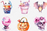 Watercolor Girly Halloween Clipart, an Illustration by Black Bird Studio (Thumbnail 2 of 6)
