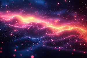 Bright colors blend in a cosmic land, a Photo by Tanuart