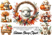 Watercolor Autumn Sheep Clipart, an Illustration by DreamPrint404 (Thumbnail 1 of 6)