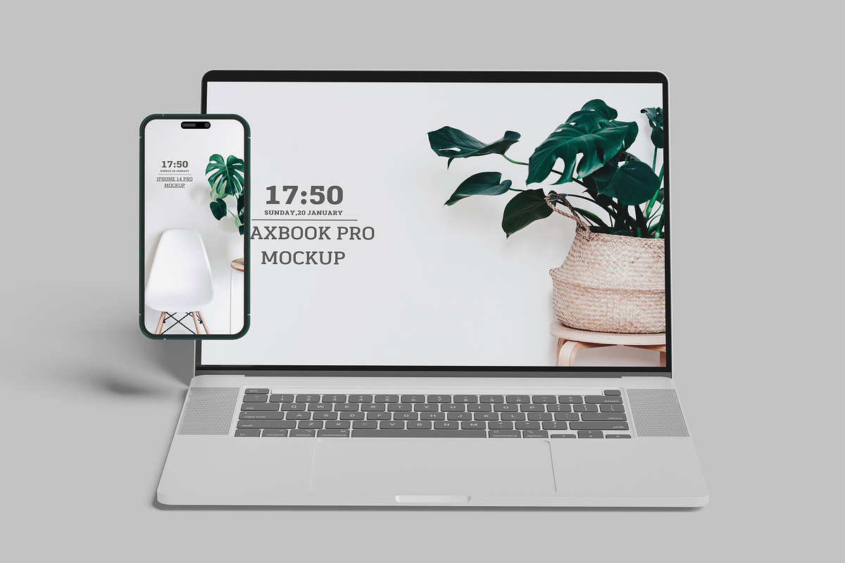 Macbook pro & iPhone 14 Pro mockup, a Mac Mockup by mahhyud (Photo 4 of 11)