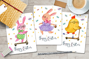 Watercolor Easter Set Elements