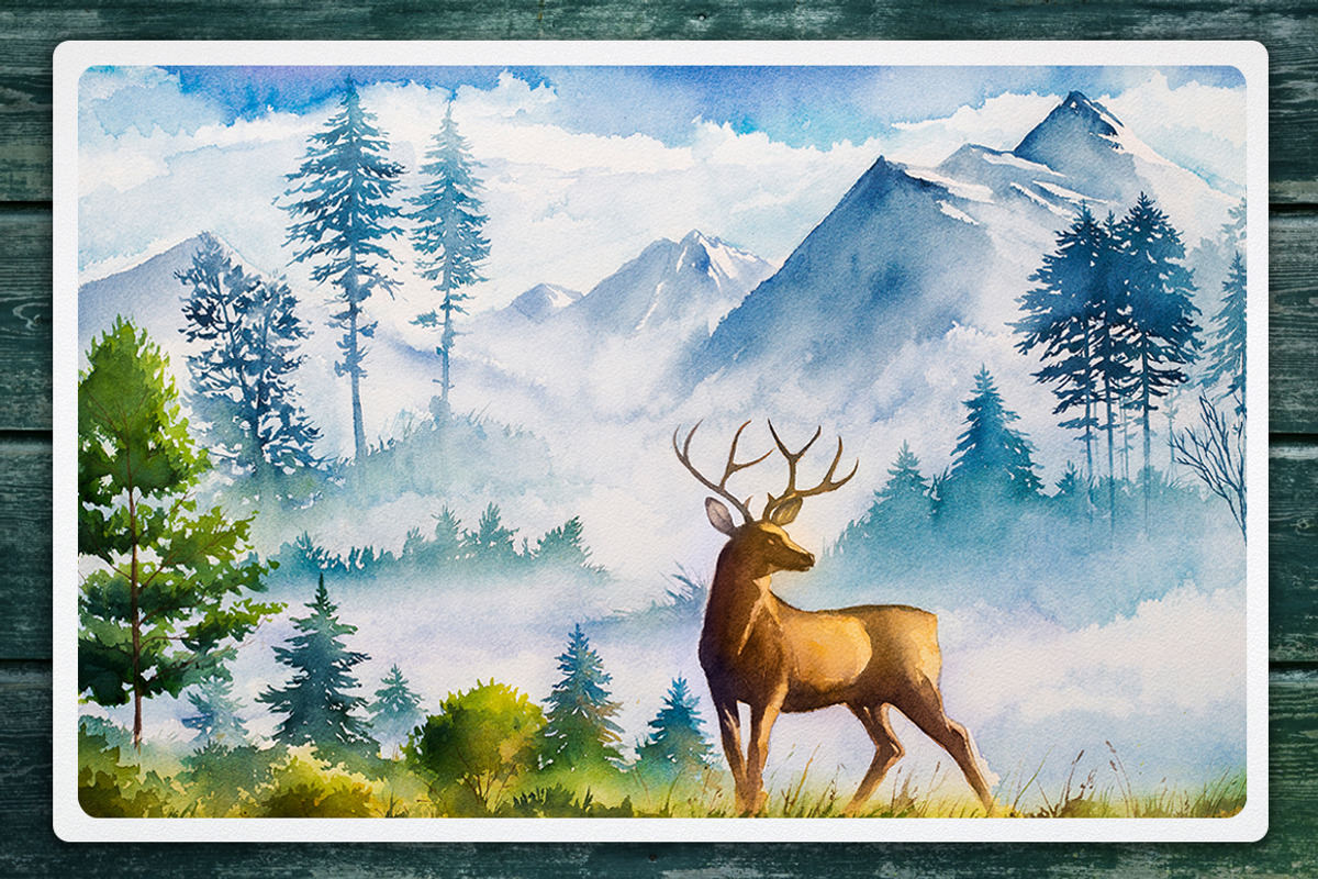 Watercolor Landscape set #3, an Animal Illustration by AlexGreenArt (Photo 7 of 8)