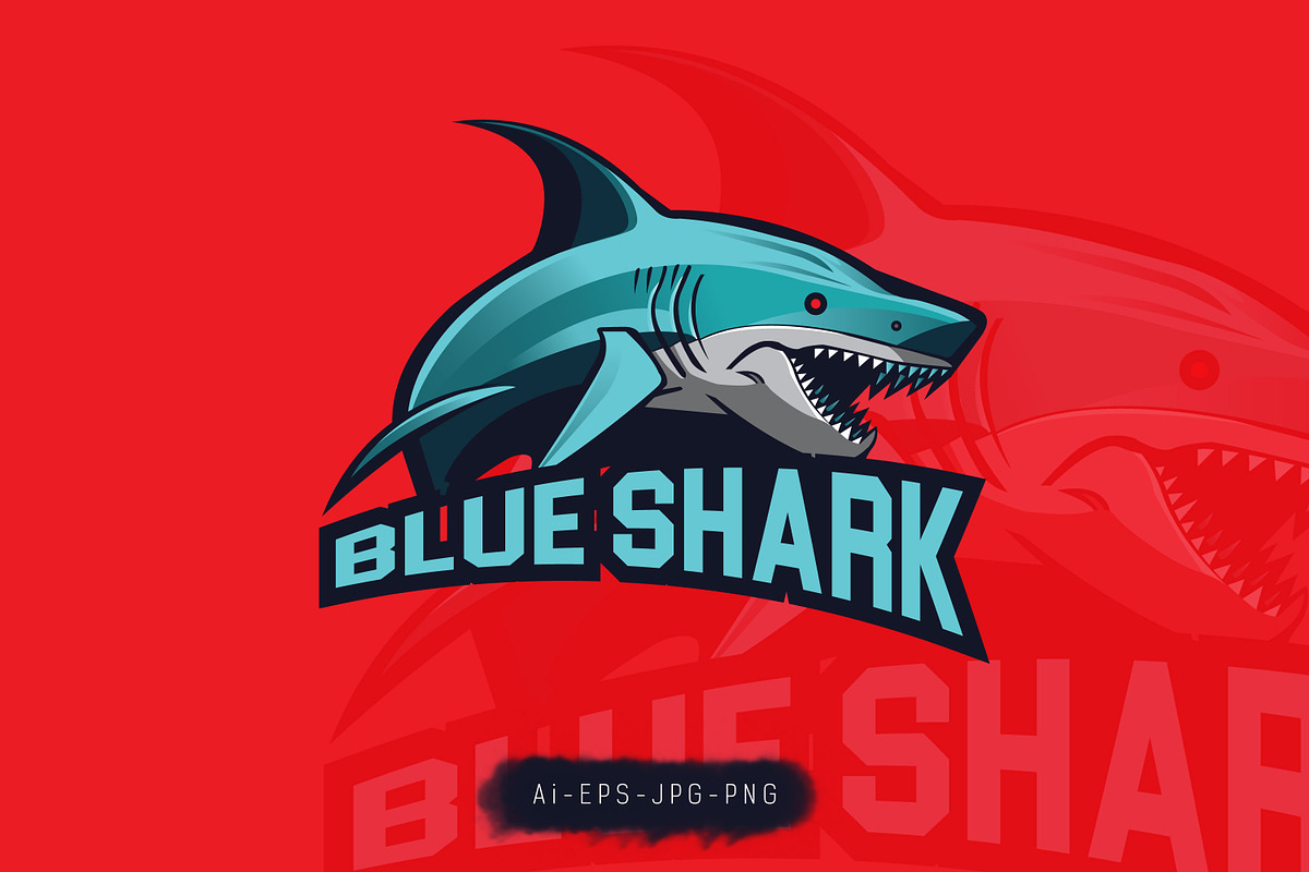 Blue Shark Mascot, a Branding & Logo Template by Thirtypath Studio (Photo 1 of 3)