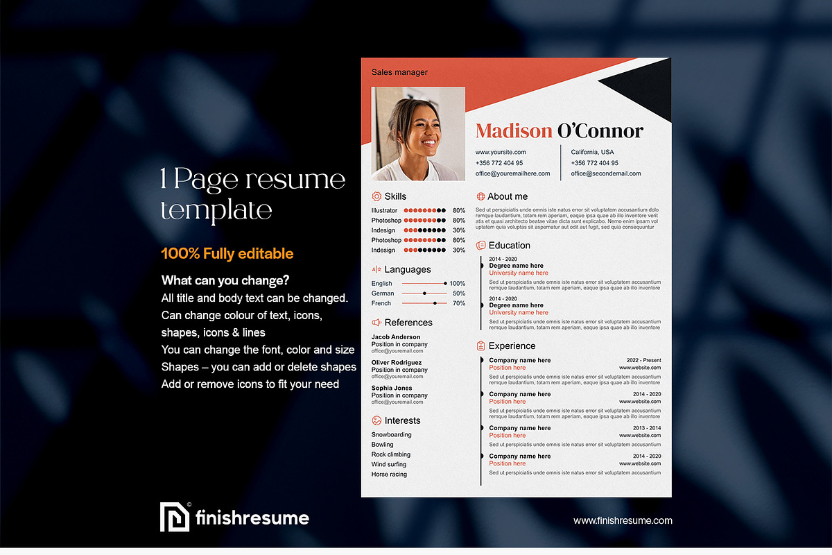 Sales manager resume template, a Resume Template by FinishResume (Photo 2 of 11)
