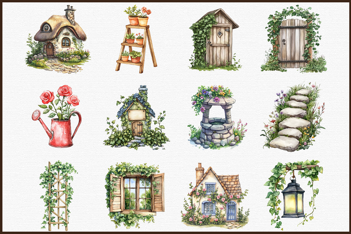 Garden Cottage Clip Art Watercolour, an Illustration by Sublimation Artist (Photo 3 of 6)