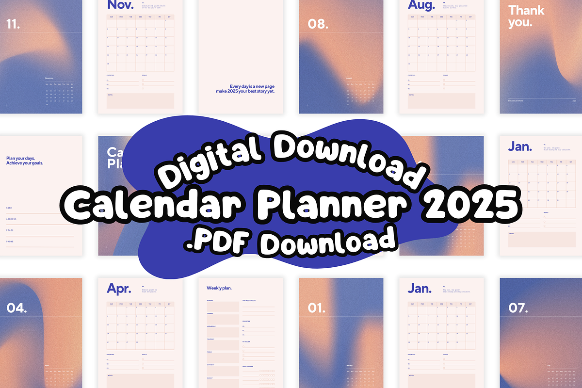 2025 Digital Calendar Planner, a Stationery Template by Glücklich Studio (Photo 1 of 5)