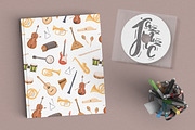 Musical instruments seamless pattern, a Pattern Graphic by Good Studio (Thumbnail 3 of 4)