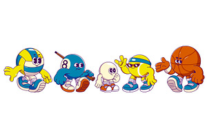 Retro cartoon sport balls mascots, a Sport Illustration by art PVP - market