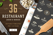 36 Restaurant Logos and Badges, a Branding & Logo Template by Vasya Kobelev (Thumbnail 1 of 12)