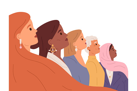 Illustration Of A Diverse Group Of Women On A White Background ...