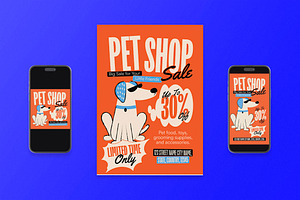 Quirky Pet Shop Sale Flyer Set, a Flyer Template by Aiyari Graphic