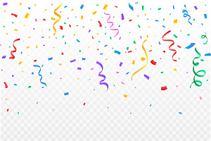 Party confetti and ribbon falling, a Decorative Illustration by Iftikhar Alam