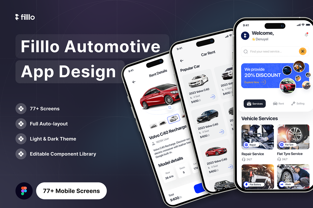 Filllo Automotive App UI Kit, an UI Kit Template by floxui (Photo 1 of 7)