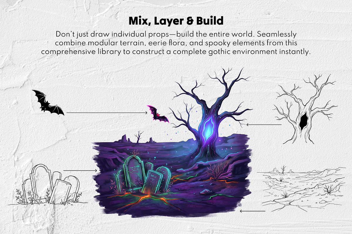 Procreate Gothic Background Stamps, a Brush Add-On by Selentaori Studio (Photo 10 of 13)