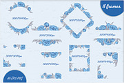 Clipart with blue peonies flowers, a Decorative Illustration by EshaStudio (Thumbnail 3 of 7)