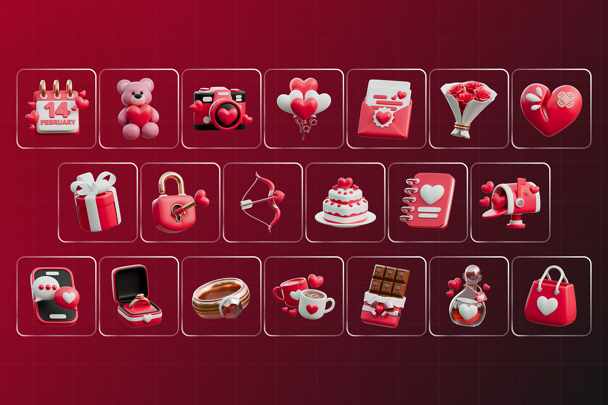 Valentine Love Item 3D Icon Pack, an Object 3D Model by Haps Space (Photo 4 of 4)