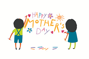 Mothers Day card with kids drawing, a Person Illustration by sceptical cactus