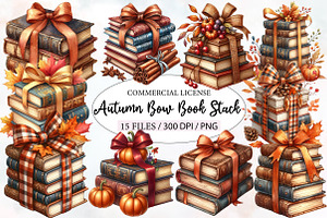 Autumn Bow Book Stack Sublimation, an Illustration by Designworld