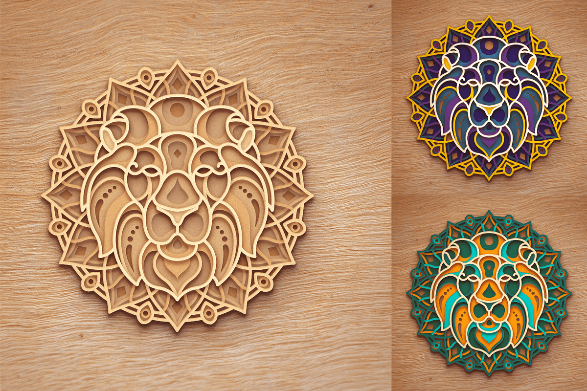 Lion 3D Mandala - SVG Laser cut file, an Object Graphic by Arshad Ali (Photo 4 of 8)