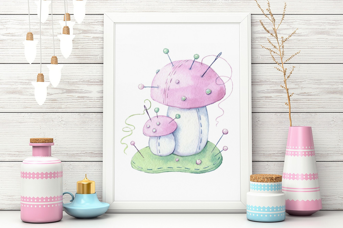 Sewing accessories and sewing mouse, an Illustration by Yuliya Art (Photo 5 of 10)