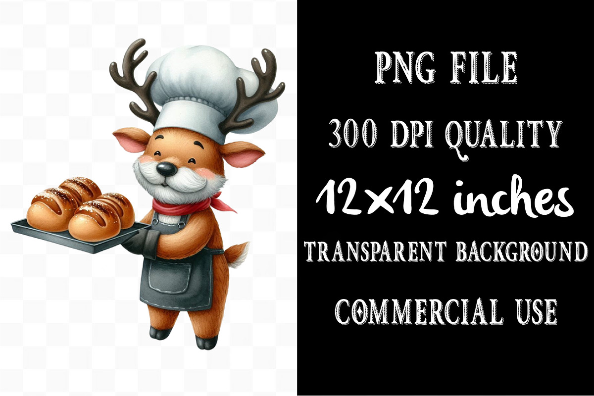 Watercolor Thanksgiving Reindeer PNG, an Illustration by Designking (Photo 4 of 4)