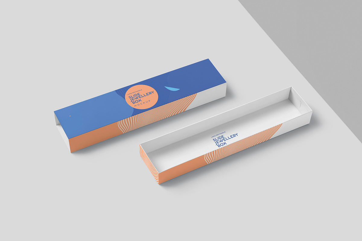 Long Rectangle Slide Box Mockups, a Packaging Mockup by GfxFoundry (Photo 1 of 7)