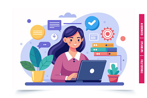 Woman with Digital Icons, an Illustration by Tanuart