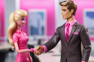 Dolls shaking hands in an office, a Person Photo by Sybillla