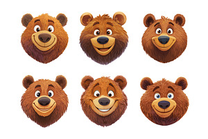 Bear heads cartoon vector set, an Animal Illustration by Onyx