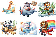 Airplane Watercolor Clipart Cute Ani, an Illustration by DreamArtGraphic (Thumbnail 2 of 4)