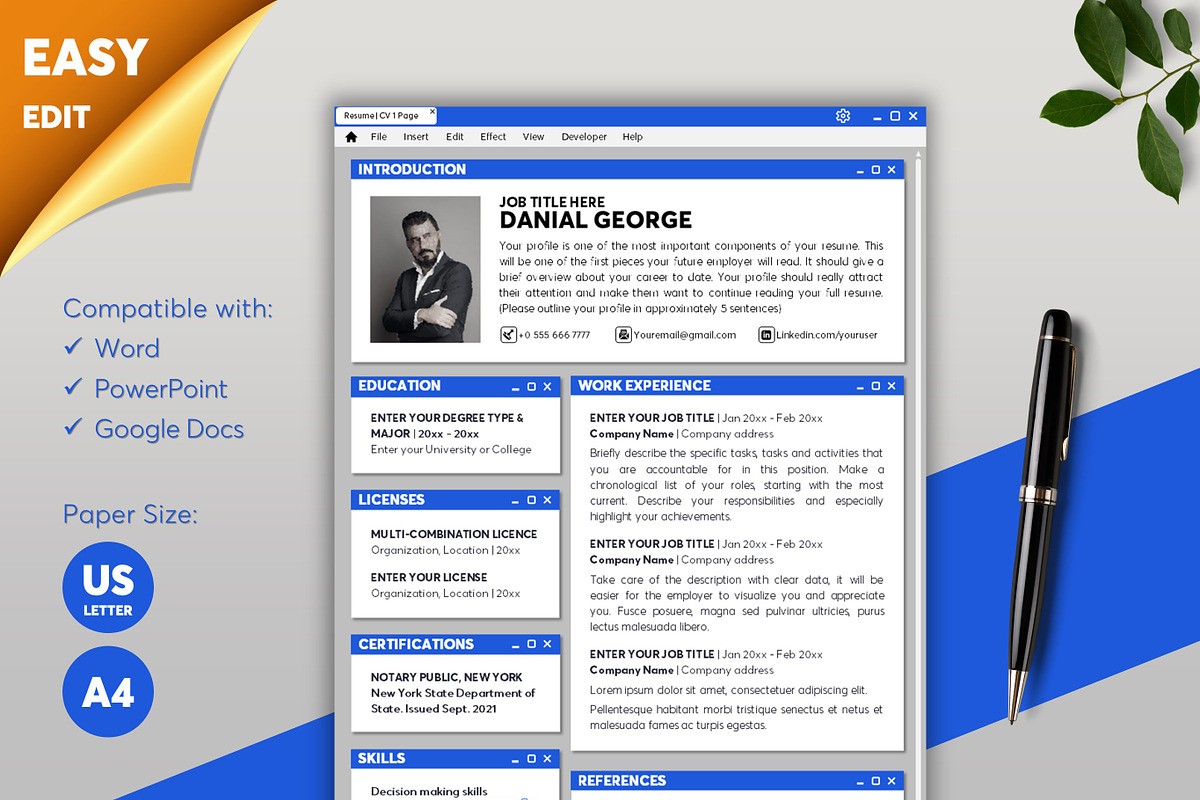 ATS Resume CV Word & Google Docs 31, a Resume Template by MrCam Template Resume|CV (Photo 1 of 8)