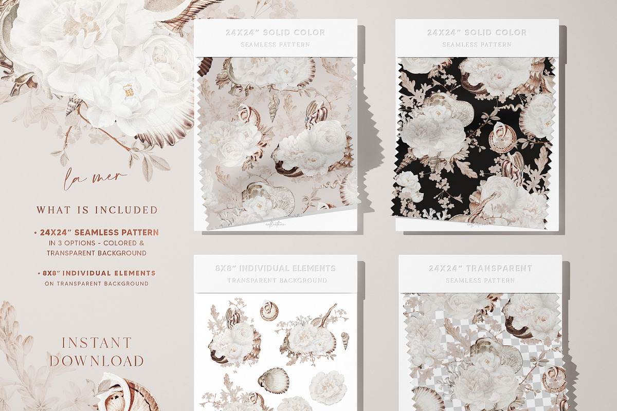 Beige Floral Paper Pack, a Pattern Graphic by paper aesthetic (Photo 3 of 8)