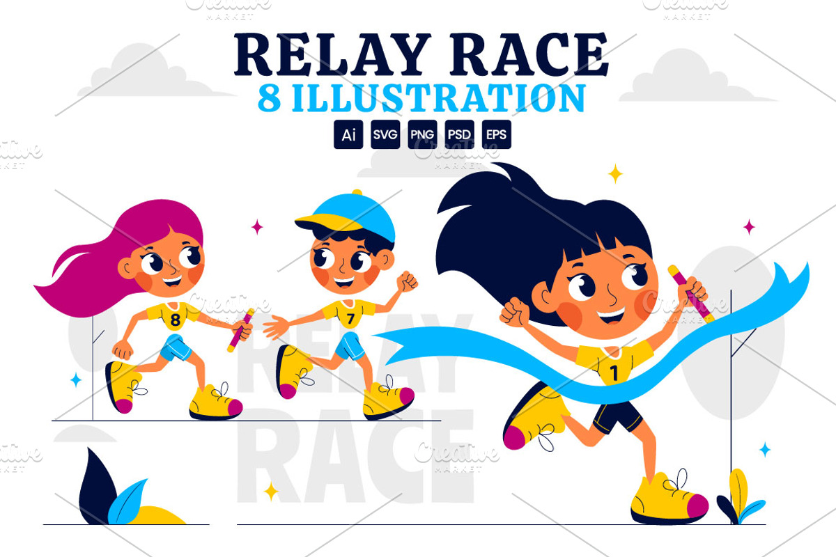 8 Relay Race Sports Illustration, a Sport Illustration by denayunebgt (Photo 1 of 3)