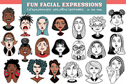 Fun Facial Expressions Vectors PNG, an Illustration by SLS Lines (Thumbnail 1 of 9)