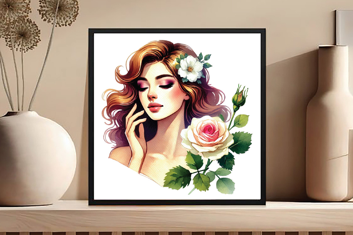 Spring White Roses and Woman Clipart, an Illustration by DreamCafeArt (Photo 5 of 6)